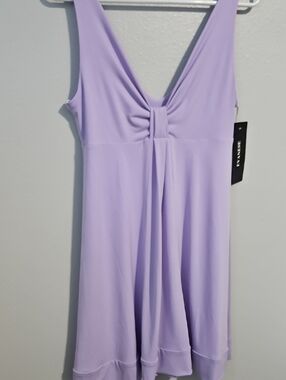 Lavender Sleeveless V-Neck Knot Front Dress